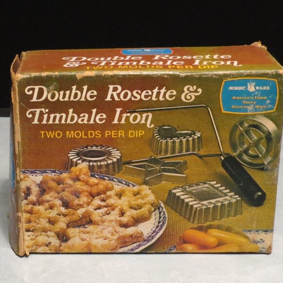 Vintage Nordic Ware Double Rosette and Timbale Iron 4 Molds in Original Box - Picture 1 of 4